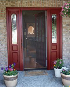 Entry Retractable Screen Door Red